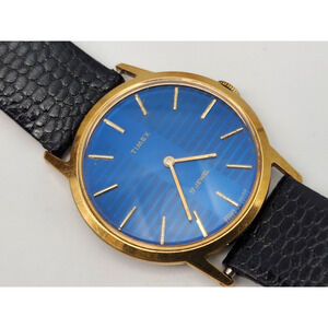 1980 Mens Timex Blue Striped Dial Men's Wrist Watch 17 j 29229 17179 -For Repair